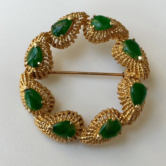 VINTAGE LA TRIOMPHE DESIGNER 14K GOLD PIN BROOCH